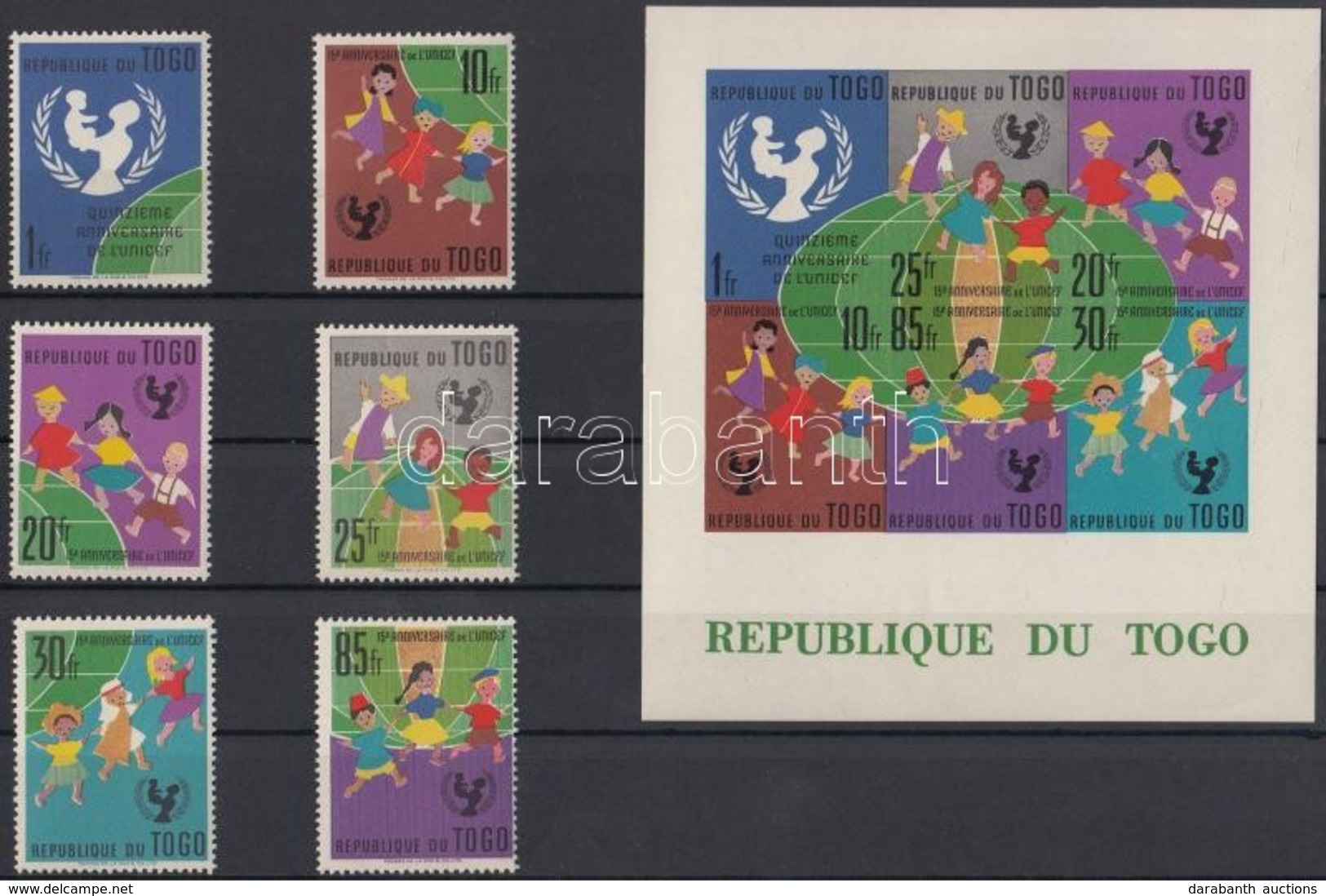 ** 1961 UNICEF Sor Mi 329-334 + Blokk Mi 7 - Other & Unclassified