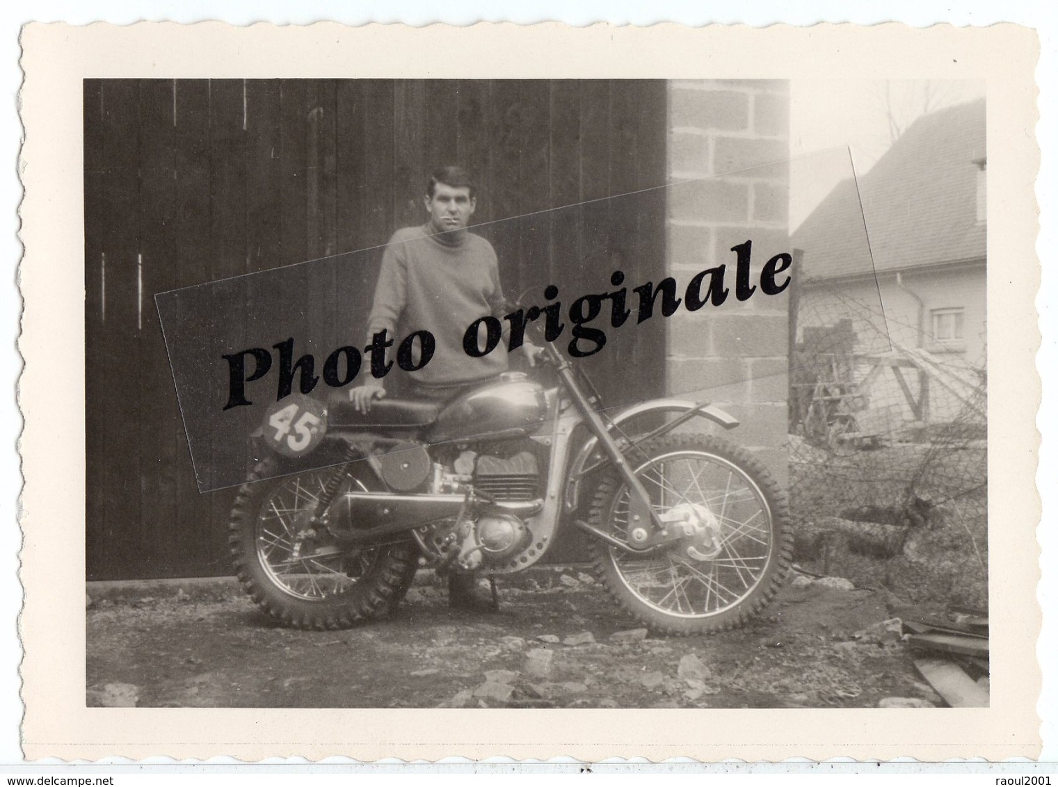 Motos Motocyclettes Motorcycle - Photo Originale - Moto Cross Trial Vintage à Identifier GREEVES 250 - Jeune Homme - Automobiles