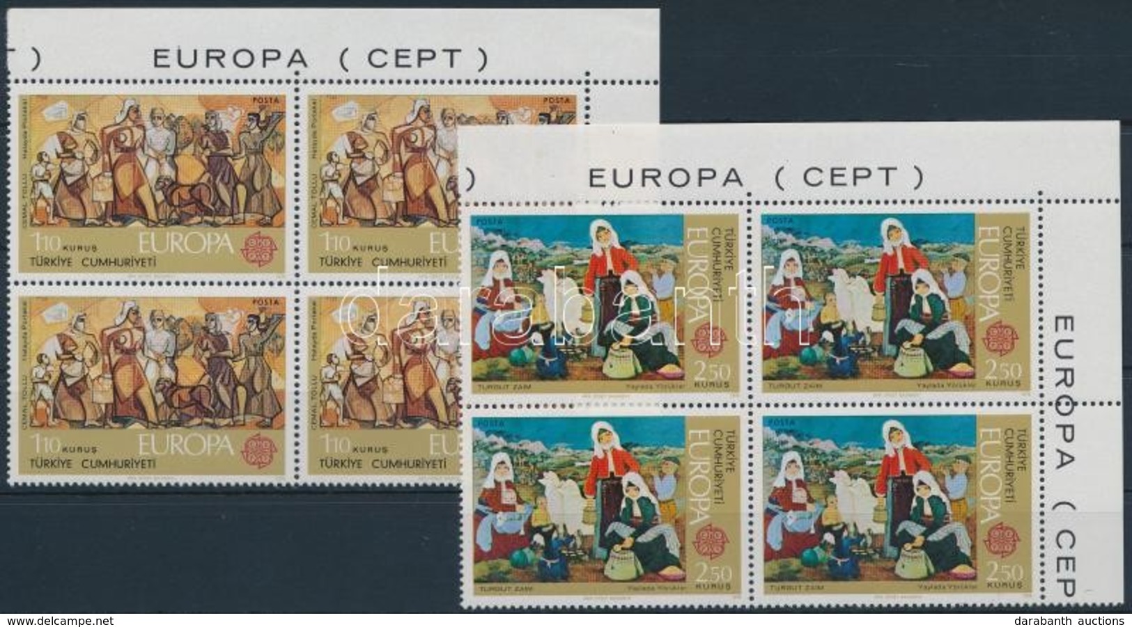 ** 1975 Europa CEPT: Festmények Sor ívsarki Négyestömbökben,
Europe CEPT: Paintings Set Corner Blocks Of 4
Mi 2355-2356 - Sonstige & Ohne Zuordnung