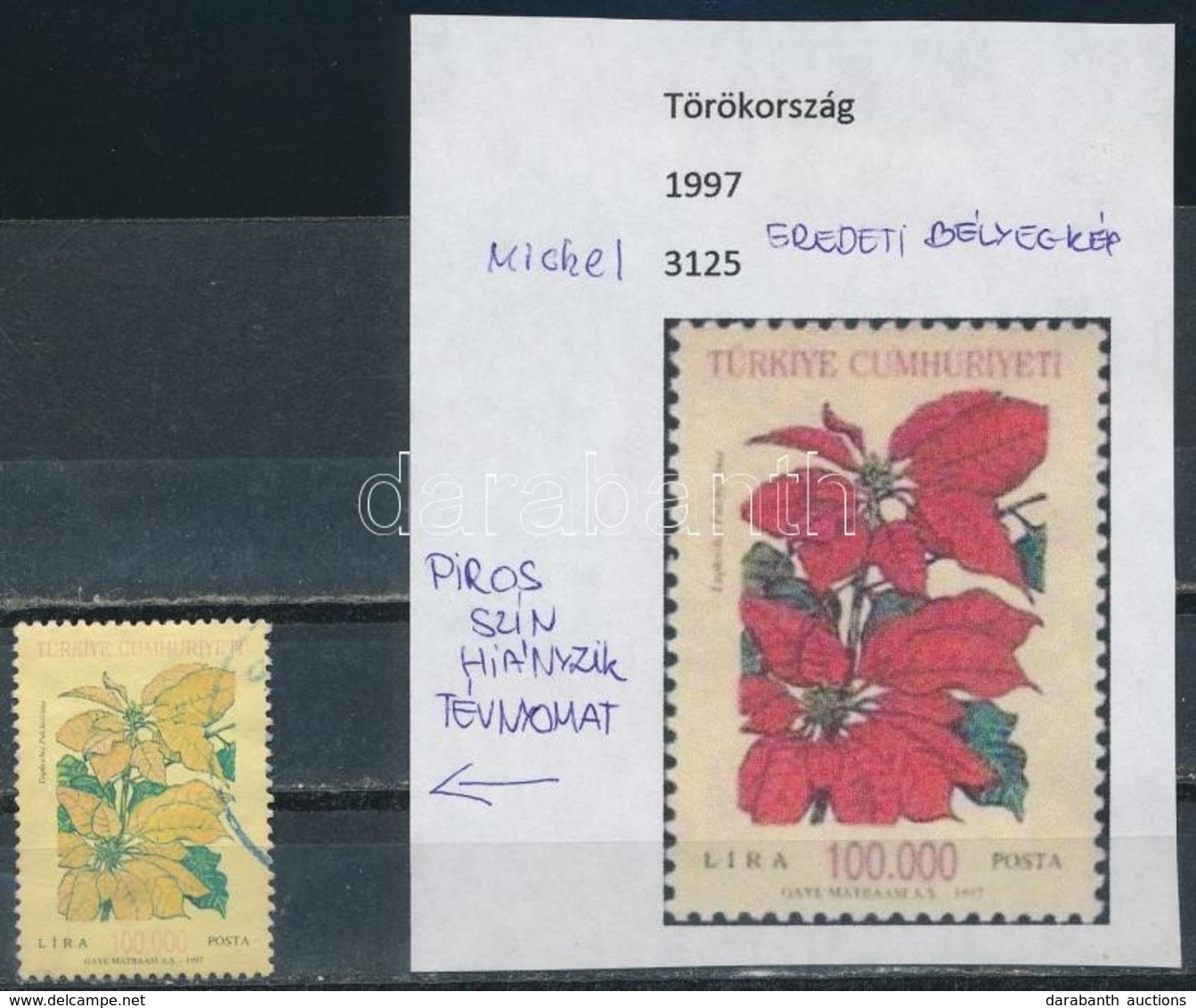 O 1997 Virág Mi 3125 A Piros Szín Hiányával - Sonstige & Ohne Zuordnung