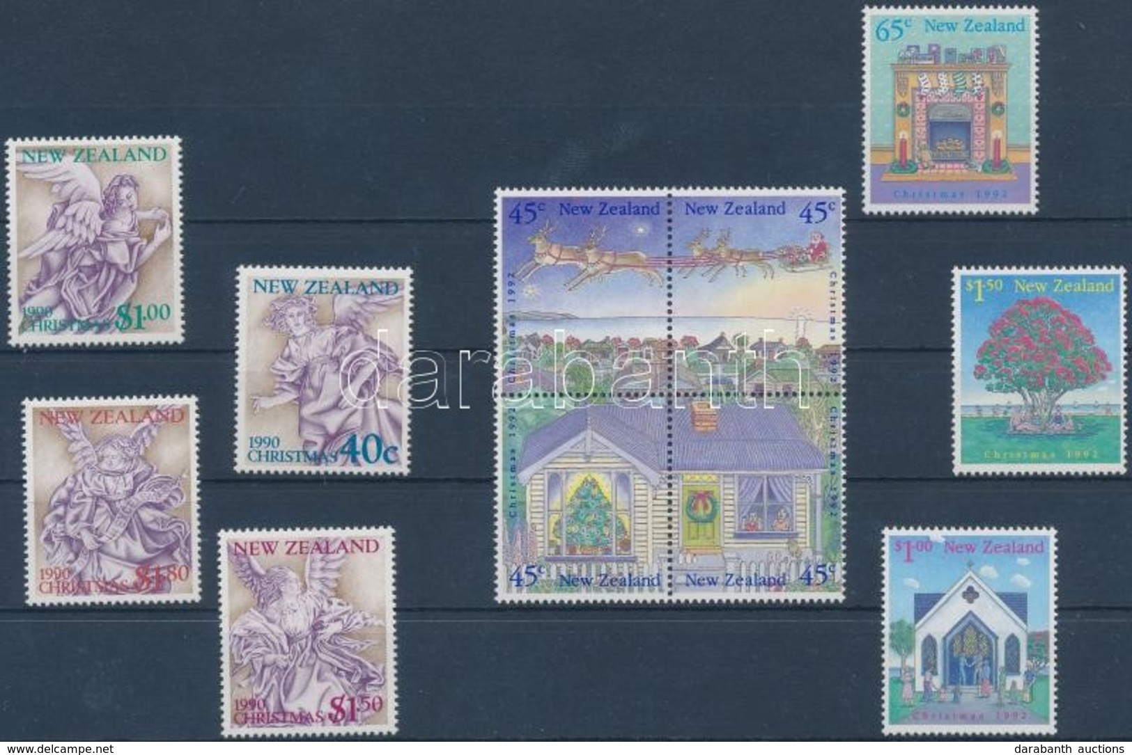 ** 1990 + 1992 Karácsony 2 Sor (közte Négyestömb) Mi 1140-1143 + 1254-1260 - Sonstige & Ohne Zuordnung