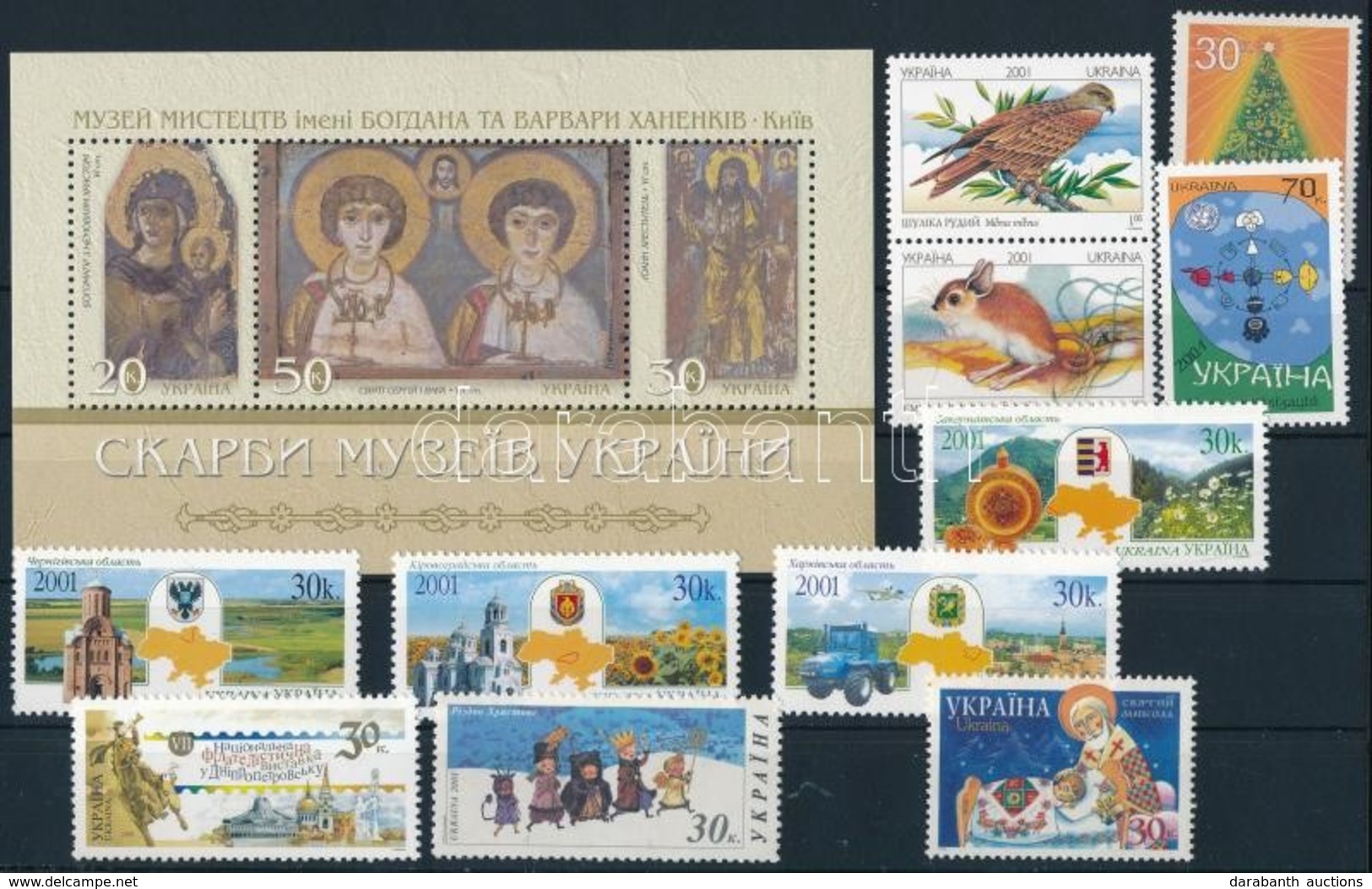 ** 2001 23 Bélyeg, 7 Pár, 1 Blokk Az évfolyamból (sorokkal) 3 Stecklapon ,
23 Stamp, 6 Pairs And 1 Block - Sonstige & Ohne Zuordnung