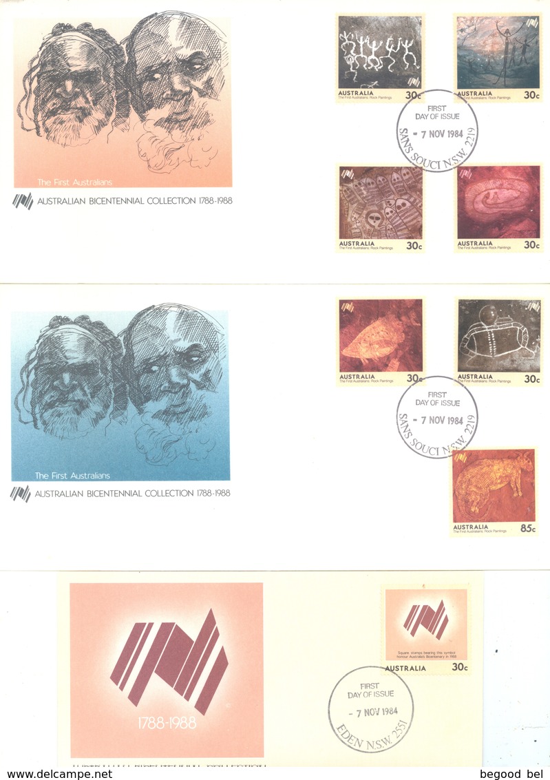 AUSTRALIA  - FDC - 7.11.1984 - AUSTRALIAN BICENTENNIAL COLLECTION - Yv 880-887 - Lot 18663 - Premiers Jours (FDC)