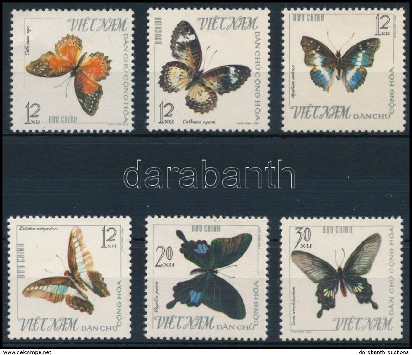 ** 1965 Lepke Sor (betapadásnyomok),
Butterfly Set (gum Disturbances)
Mi 405-410 - Sonstige & Ohne Zuordnung