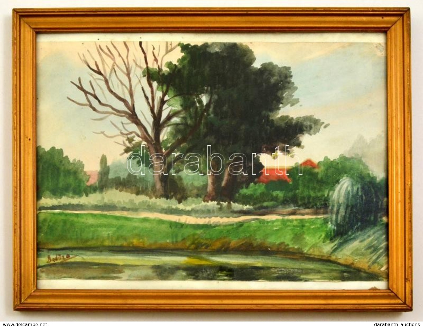 Baditz Jelzéssel: Park Részlet. Akvarell, Papír, üvegezett Keretben, 21×31 Cm - Other & Unclassified