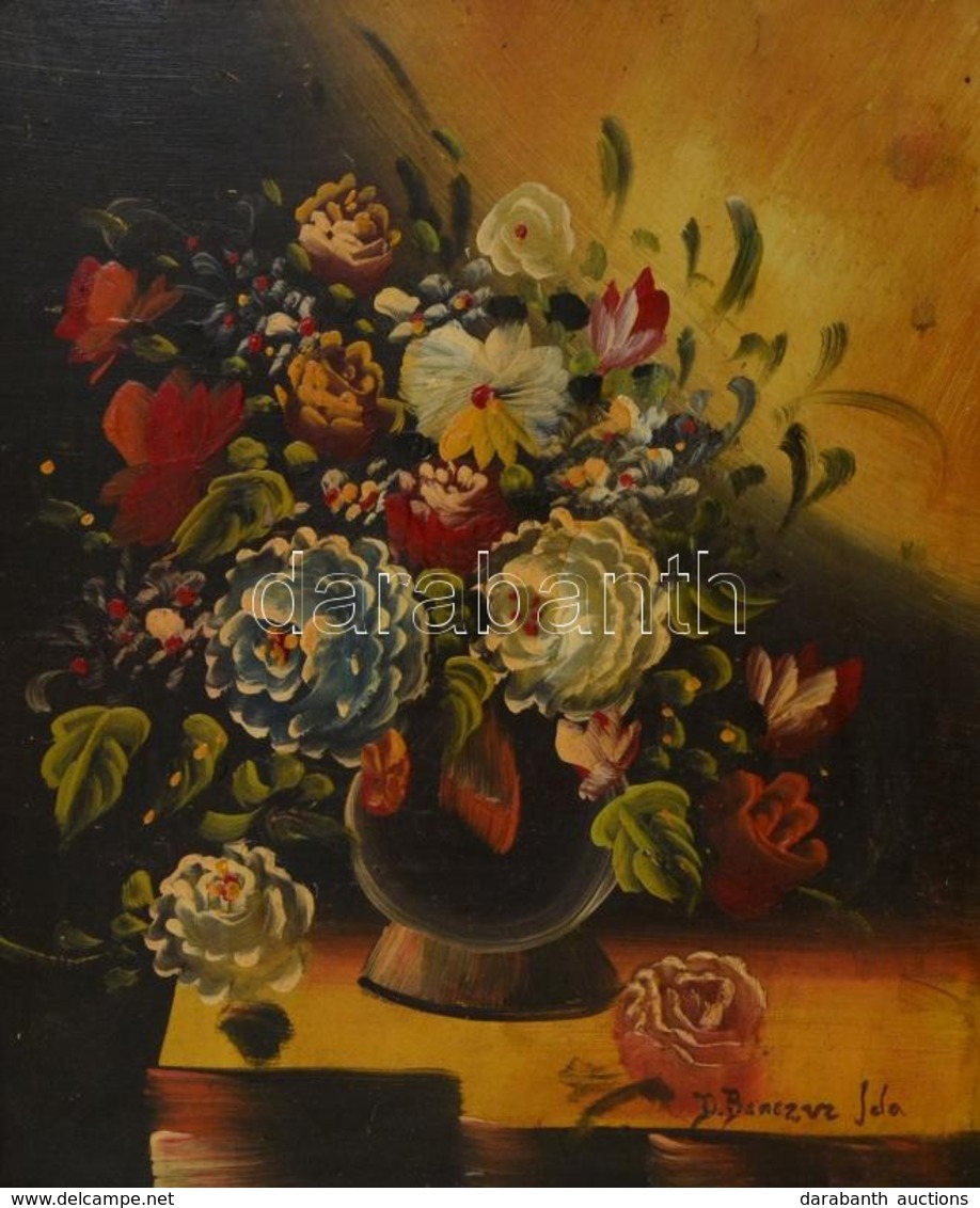 Benczúr Jelzéssel: Virágcsendélet. Olaj, Karton, üvegezett Keretben, 23×19 Cm - Sonstige & Ohne Zuordnung