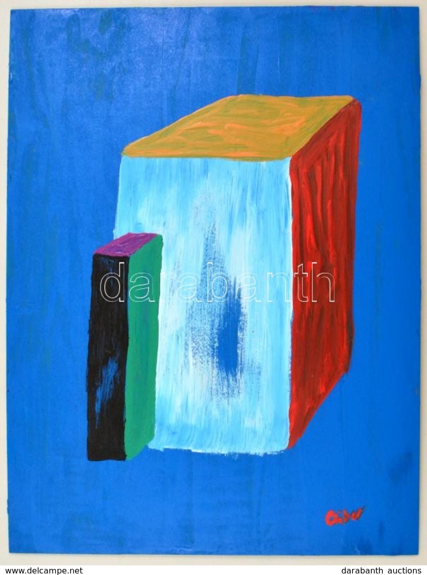 Czibor Ildikó (1969- ): Jégbe ék, Akril, Furnér, Jelzett, 40×30 Cm - Sonstige & Ohne Zuordnung