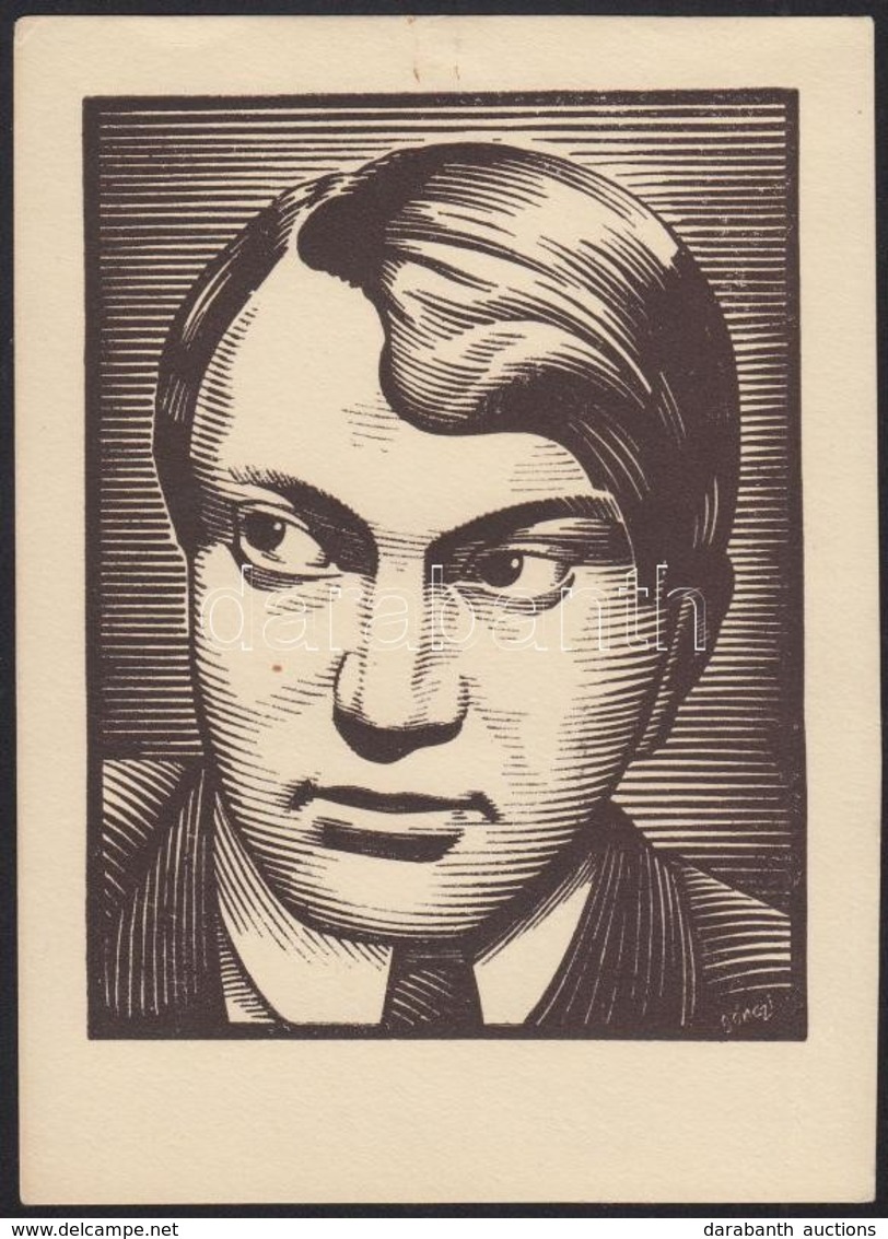 Gönczi-Gebhardt Tibor (1902-1994): Ady Endre, Fametszet, Papír, Jelzett A Metszeten, 10×8,5 Cm - Other & Unclassified