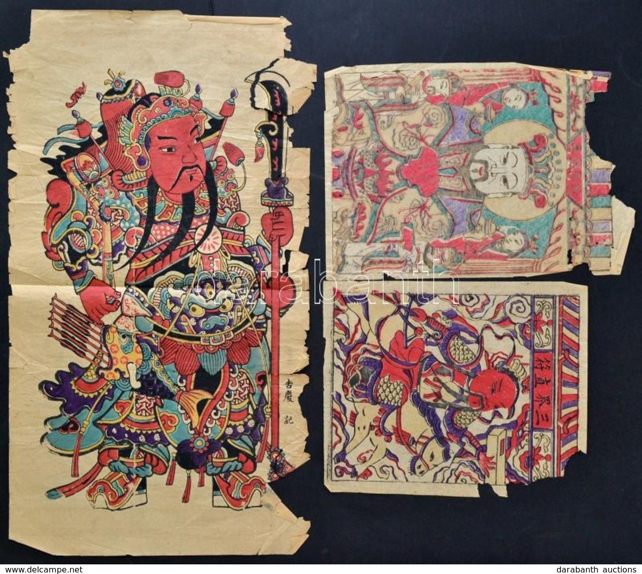 XX. Sz. Eleje: Nagyméretű Kínai Fametszetek, Kissé Megviselt állapotban  / Chineese Woodcuts 51x35 Cm - Stiche & Gravuren