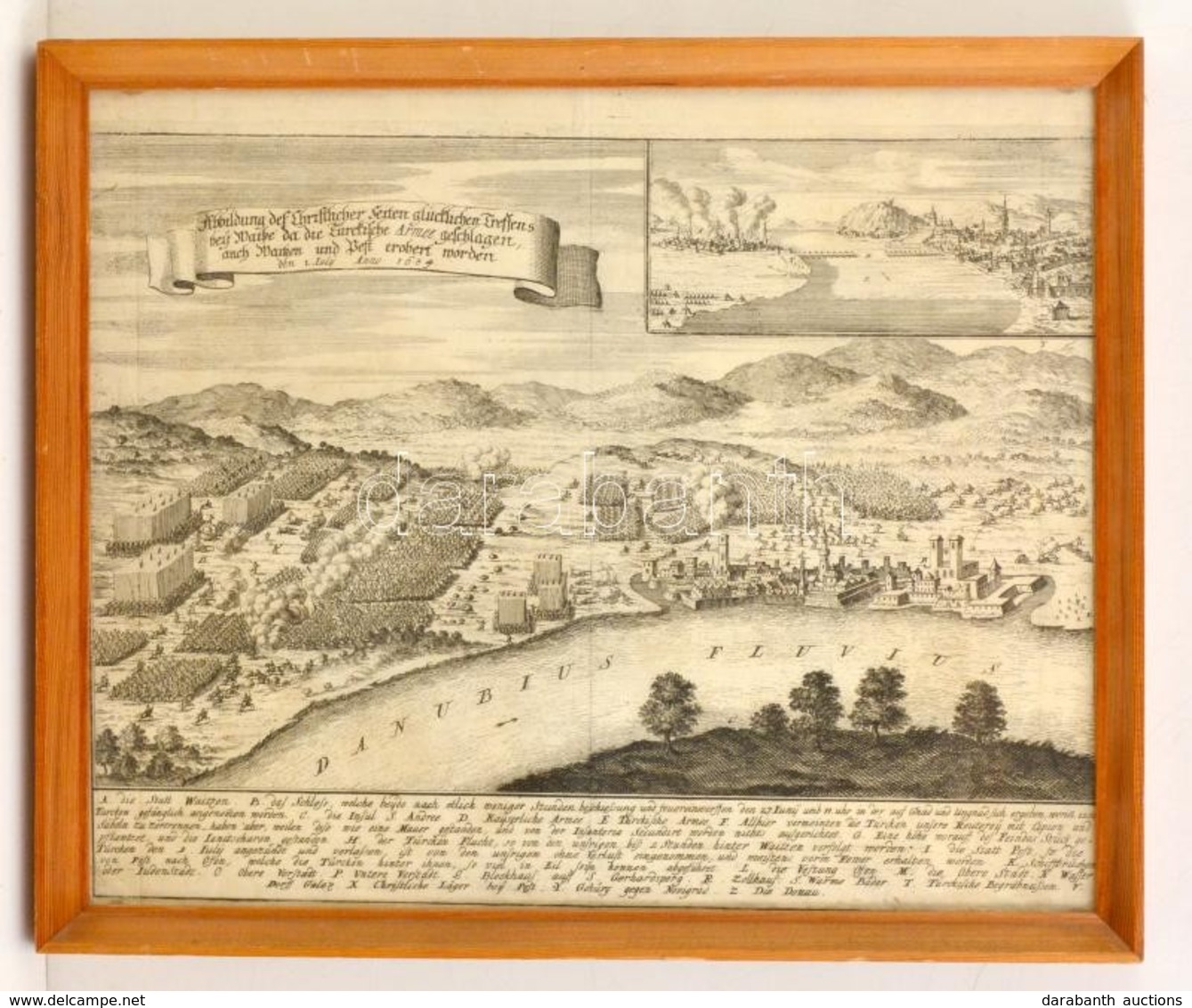 1684 Buda Ostroma. Az 1684. évi Váci Csatát ábrázoló Kép Jobb Felső Sarkában. Abbildung Des Christlicher Seiten Glücklic - Prints & Engravings