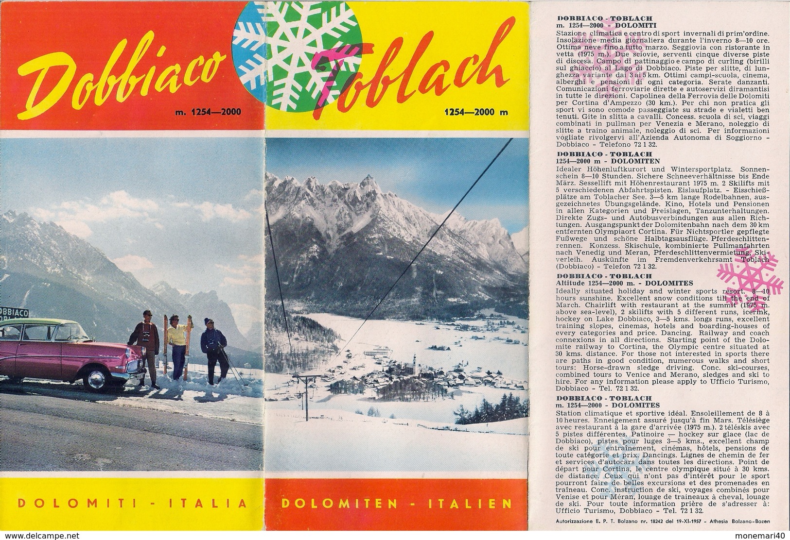 ITALIE - DOLOMITES - DOBBIACO-TOBLACH  (1254-2000 M). - Dépliants Touristiques