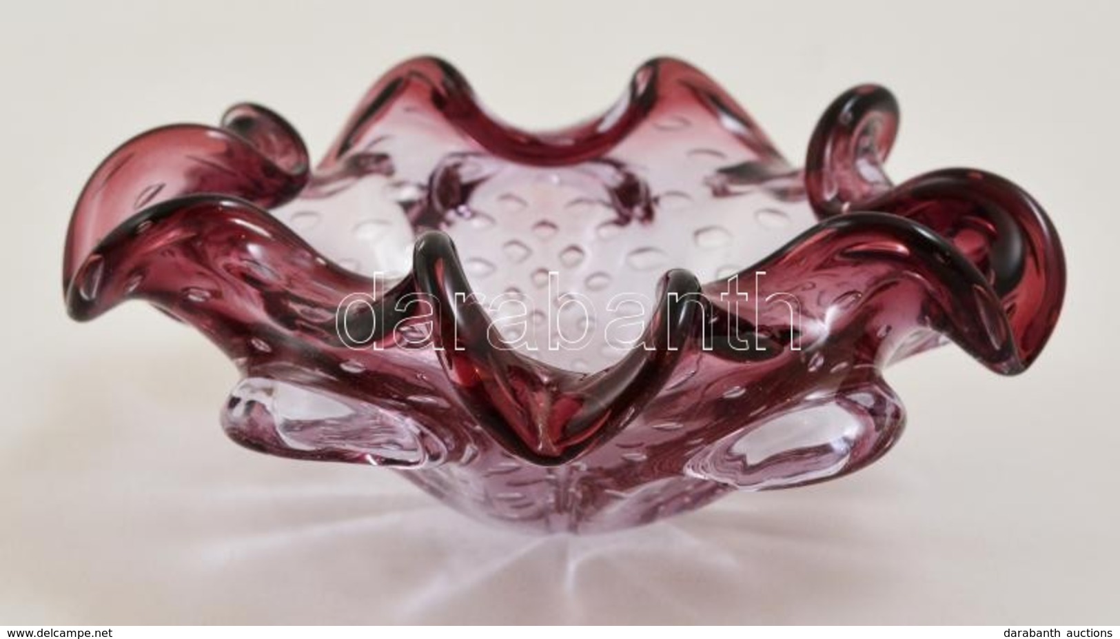 Muránói Fújt Buborék Tálka, Több Rétegű, Jelzés Nélkül, Hibátlan, D:19 Cm, M:6 Cm - Verre & Cristal