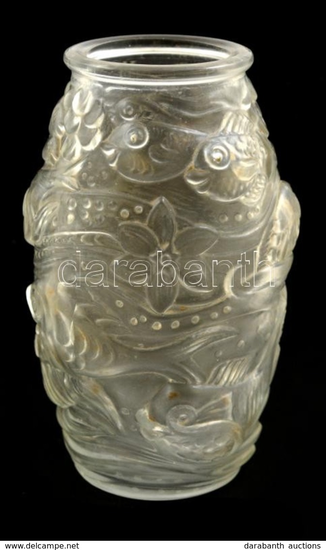 Halas Váza, Formába öntött, Jelzés Nélkül, M: 16,5 Cm - Glas & Kristall