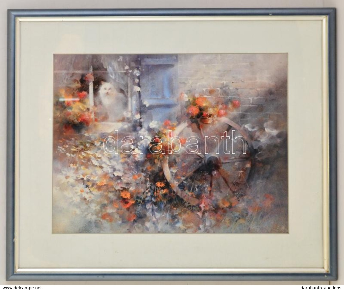 Modern Fa Képkeret Willem Haenraets (1940-) Nyomatával, Belső:60×50 Cm, Külső: 64×54 Cm - Sonstige & Ohne Zuordnung