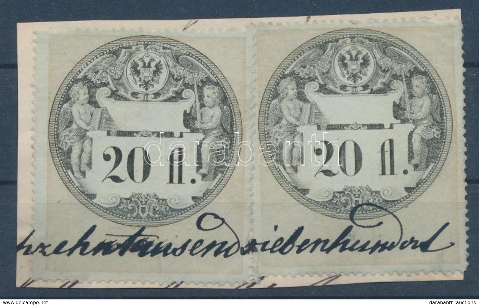 1858/1868 2 X 20ft Okmánybélyeg Kivágáson - Unclassified