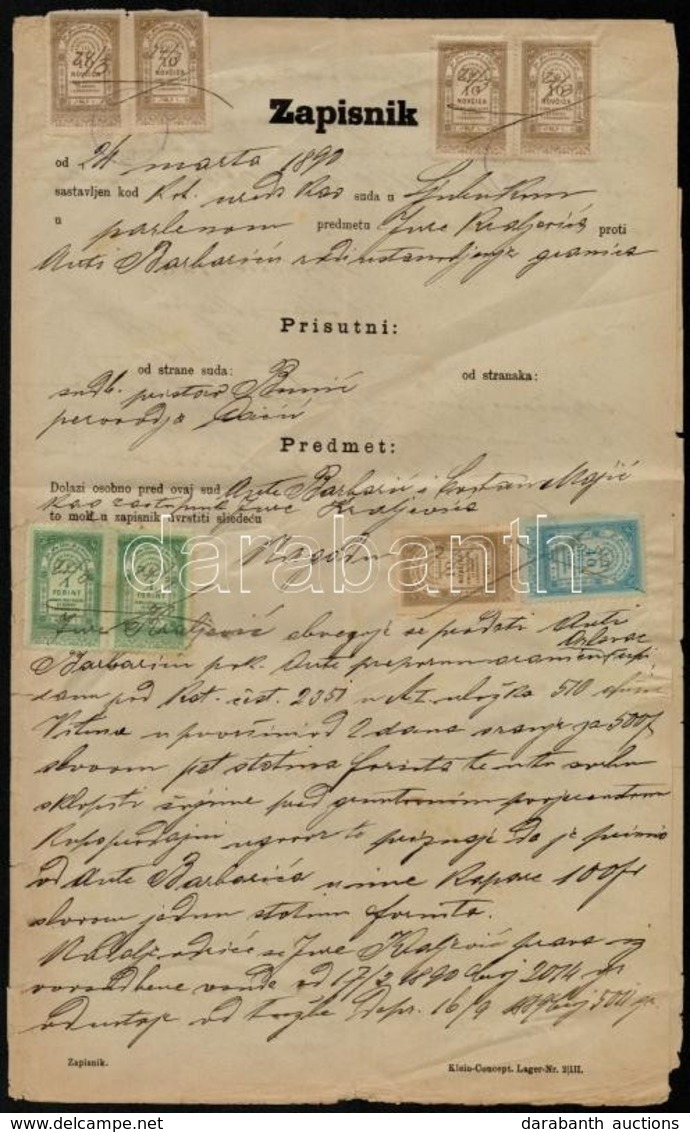 1889 Szerződés 5x10 + 40 Novcica + 2x1Ft Okmánybélyeggel - Unclassified