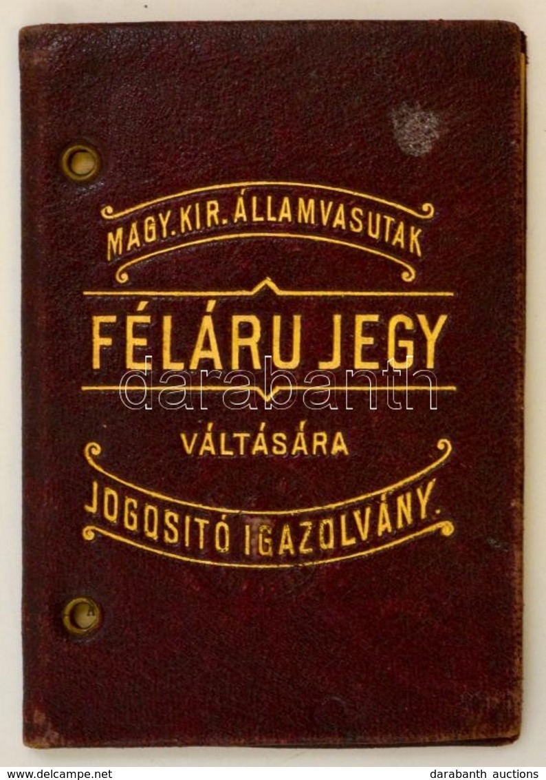 1902 Fényképes Vasúti Bérletjegy Aranyozott Bőr Borítással - Ohne Zuordnung