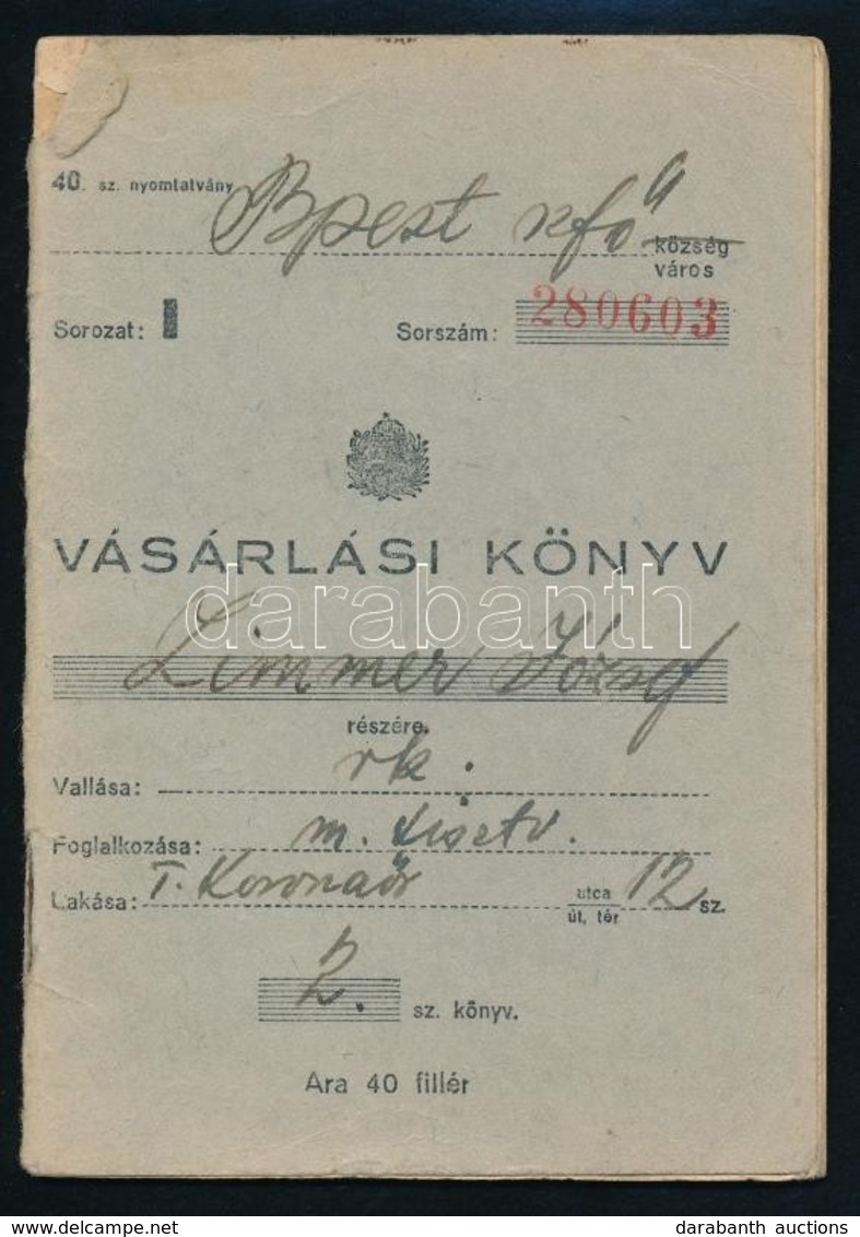 1943 Kitöltött Vásárlási Könyv - Unclassified