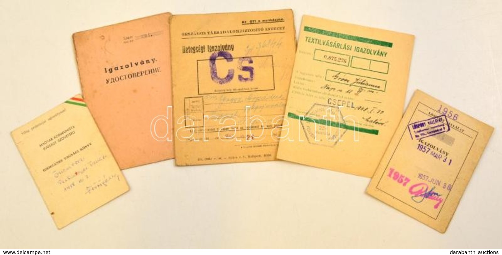 Cca 1947-1956 5 Db Különféle Igazolvány - Unclassified