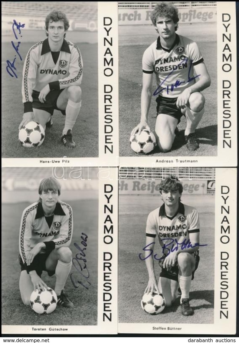 Cca 1980-1990 Dinamo Dresden Német Focicsapat 4 Játékosának (Torsten Gütschow, Steffen Büttner, Andreas Trautmann, Hans- - Sonstige & Ohne Zuordnung