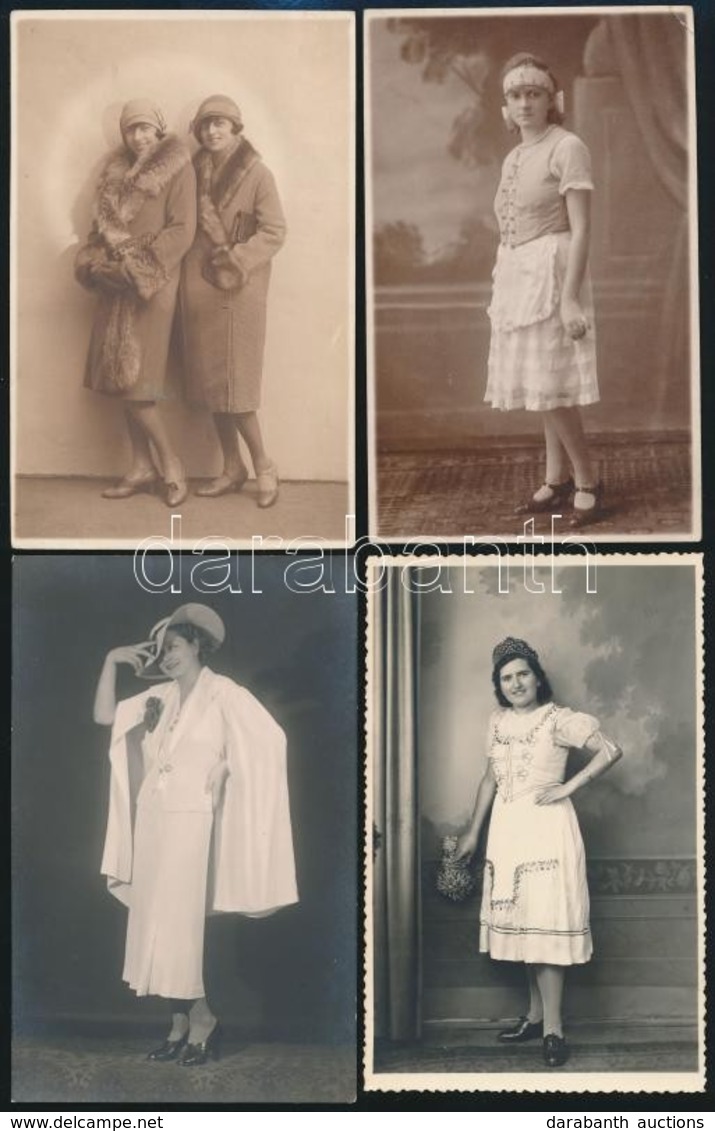 Cca 1930-1940 Női Divat A '30-as években, 4 Db Fotólap, 14x9 Cm - Other & Unclassified