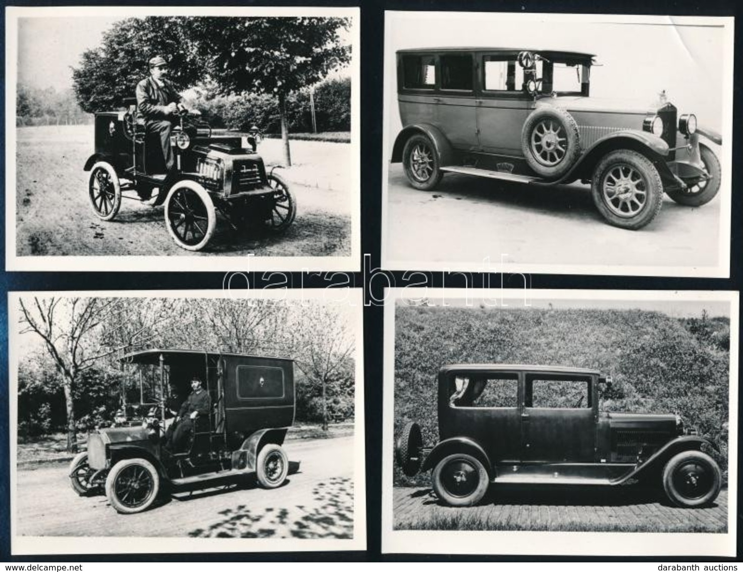Cca 1902-1927 Régi Autók, 4 Db Fotó, Későbbi Előhívások, 12×9 Cm - Sonstige & Ohne Zuordnung