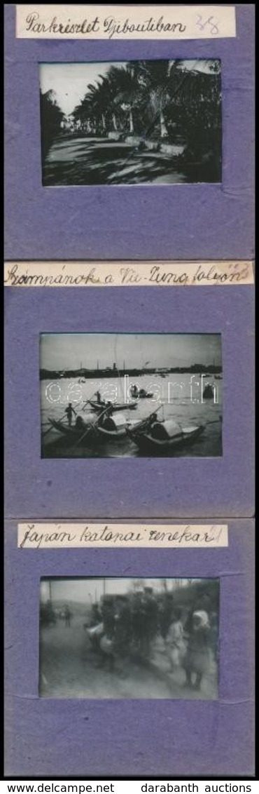 Cca 1910Japán Katonai Zenekar, Djibouti, Számpánok. 3 Db üveg Pozitív / Cca 1910 3 Vintage Glass Positive Photos: Japane - Other & Unclassified