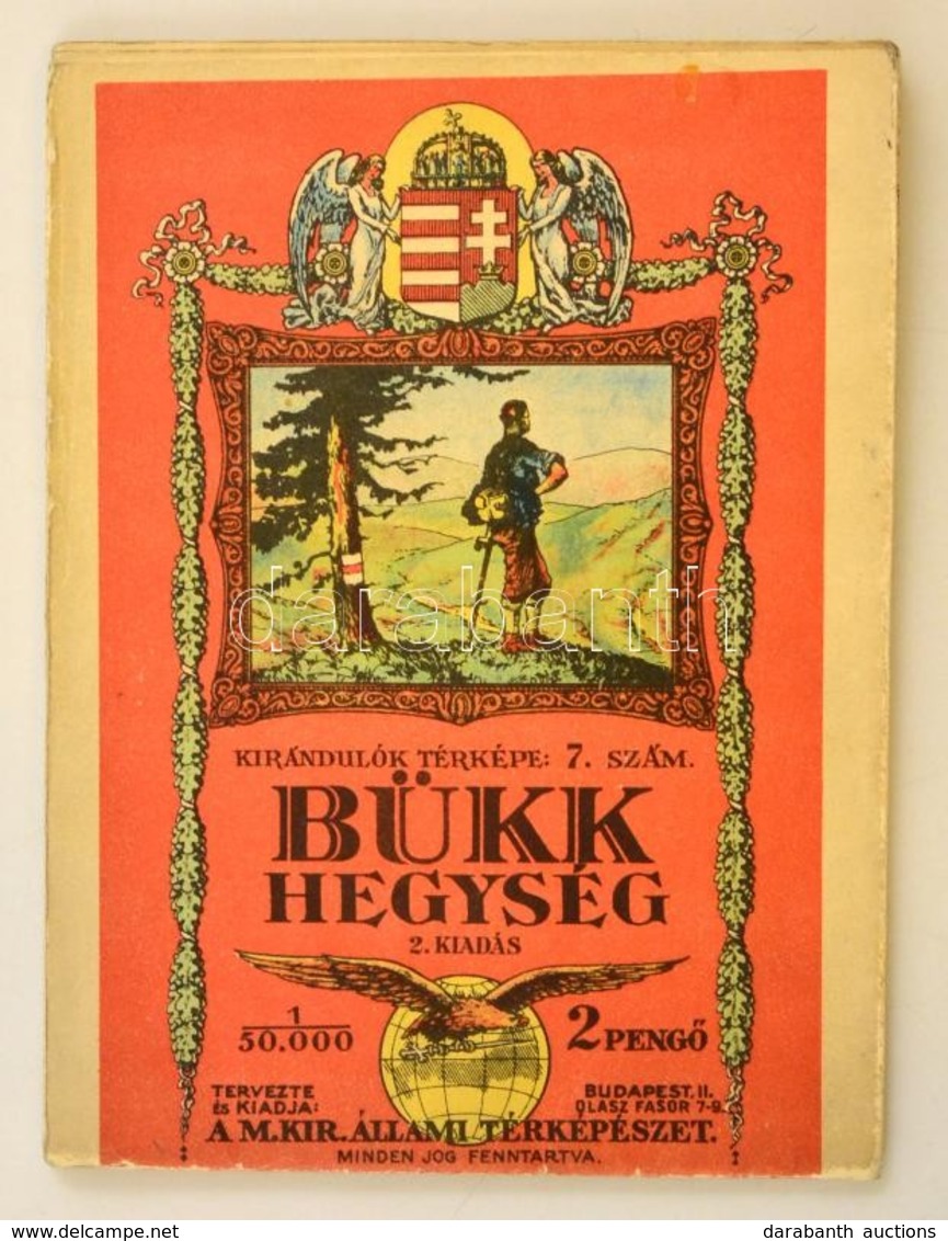 Cca 1930 Bükk Hegység Turista Térkép. Kirándulók Térképe 7., 1:50000, M. Kir. Állami Térképészet  68x89 Cm  Jó állapotba - Other & Unclassified