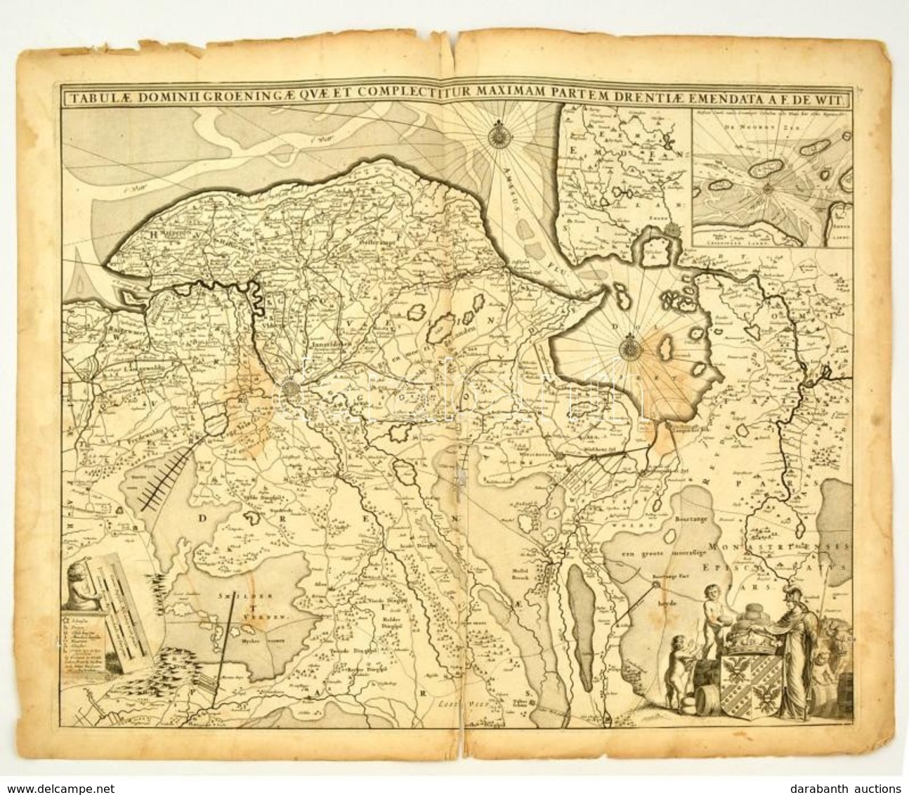 Gröningen és Környékének Nagyméretű, Díszes Térképe. Frederick De Wit:  Tabulae Dominii Groeningae Quae Et Complectitur  - Other & Unclassified