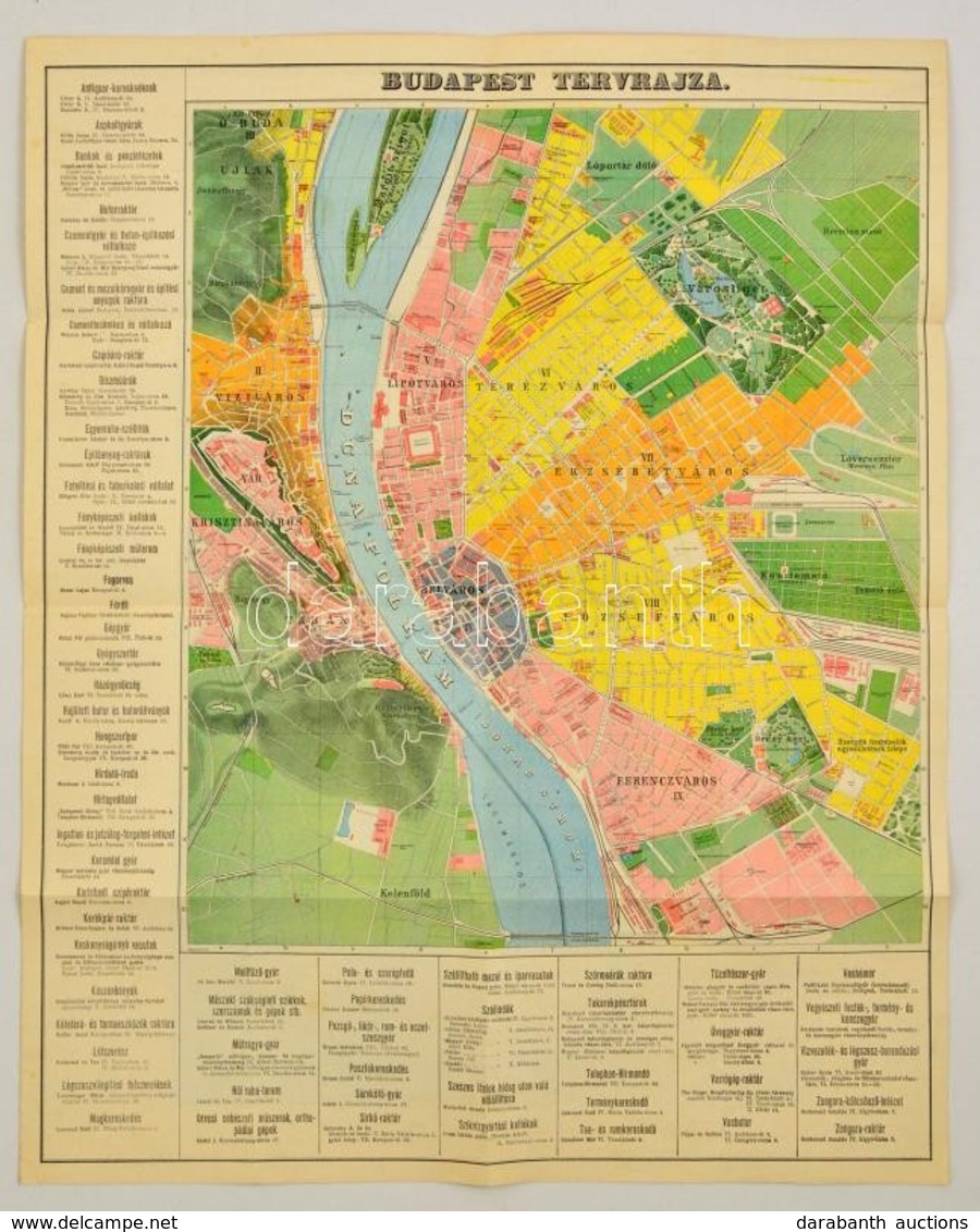 1896 Budapest Székesfőváros Tervrajza, és Útmutatója, A Térkép Hátoldalán Az Ezredéves Országos Kiállítás Látképével(Mir - Sonstige & Ohne Zuordnung