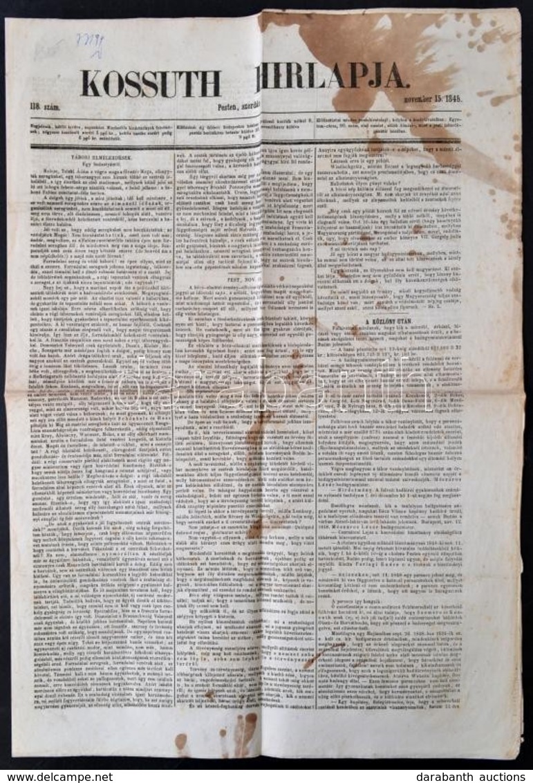 1848 Kossuth Hírlapja, 1848. Nov. 15., 118. Sz., Szerk.: Bajza József. Bp., Kozma Vazul, 519-522 P. Benne A Kor, A Forra - Ohne Zuordnung