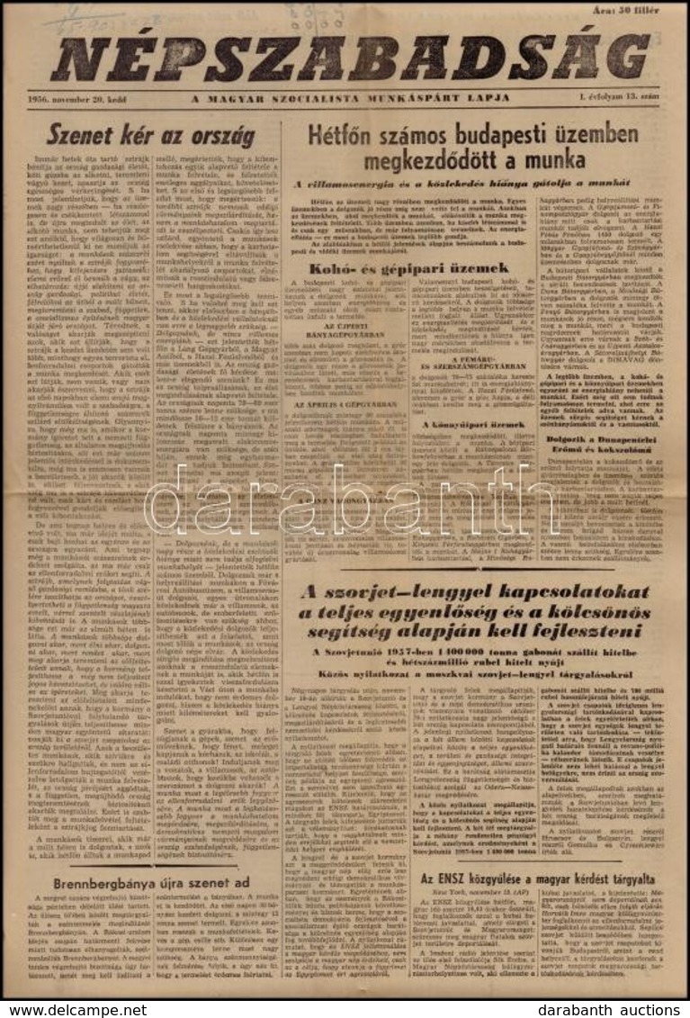 1956 Népszabadság, Magyar Szocialista Munkáspárt Lapja.  I. évf. 7. Sz. (2 Db) Rendkívüli Kiadás,  I. évf. 11. Sz. 1956. - Ohne Zuordnung