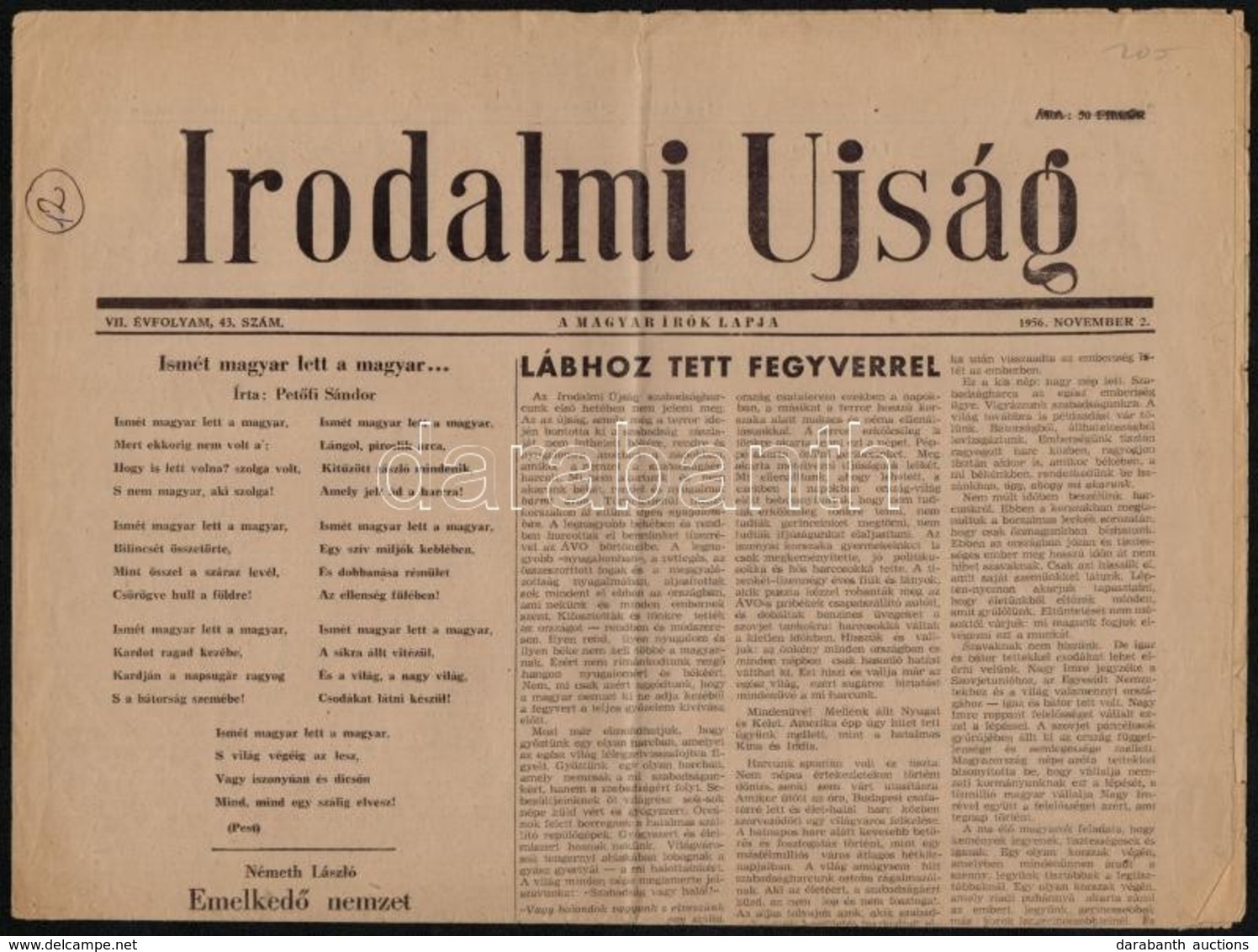 1956 Az Irodalmi Újság és A Szabad Nép Forradalom Alatt Megjelent Két Száma - Unclassified