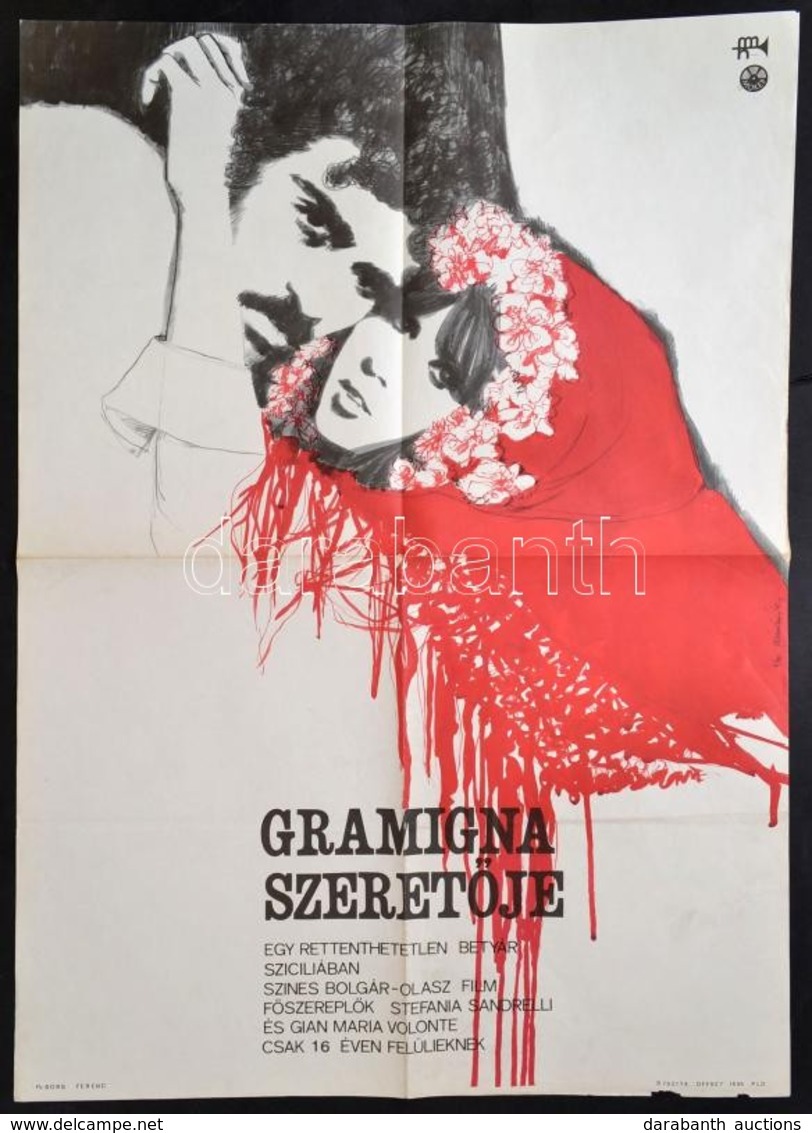 1970 Gramigna Szeretője, Bolgár-olasz Film Plakát, Főszerepben: Stefania Sanderelli, Hajtott, 80x57 Cm - Sonstige & Ohne Zuordnung