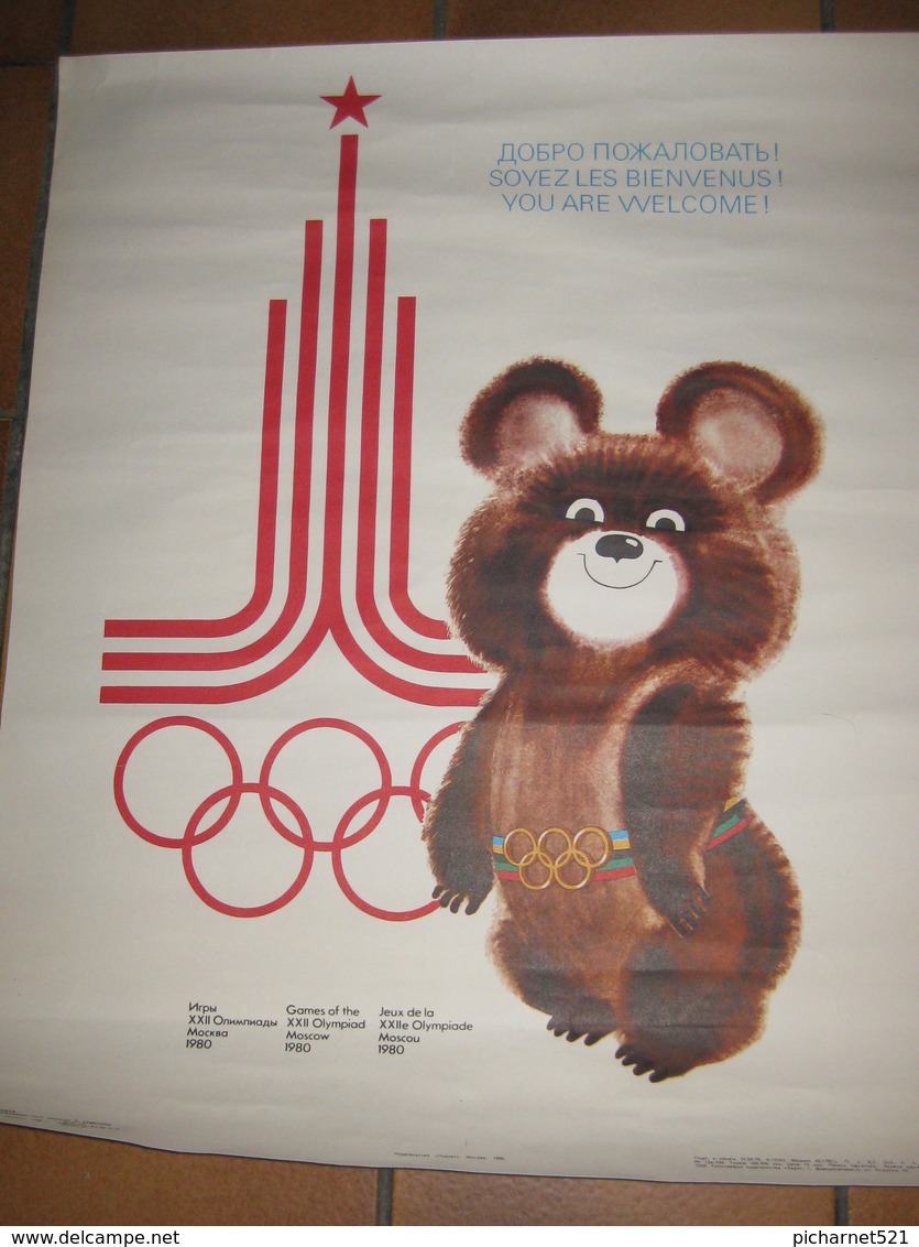 Affiche Officielle Des 22ème Olympiades. MOSCOU, Du 19 Juillet Au 3 Août 1980. Format: 56 X 44 Cm. Non Pliée. TB état - Autres & Non Classés