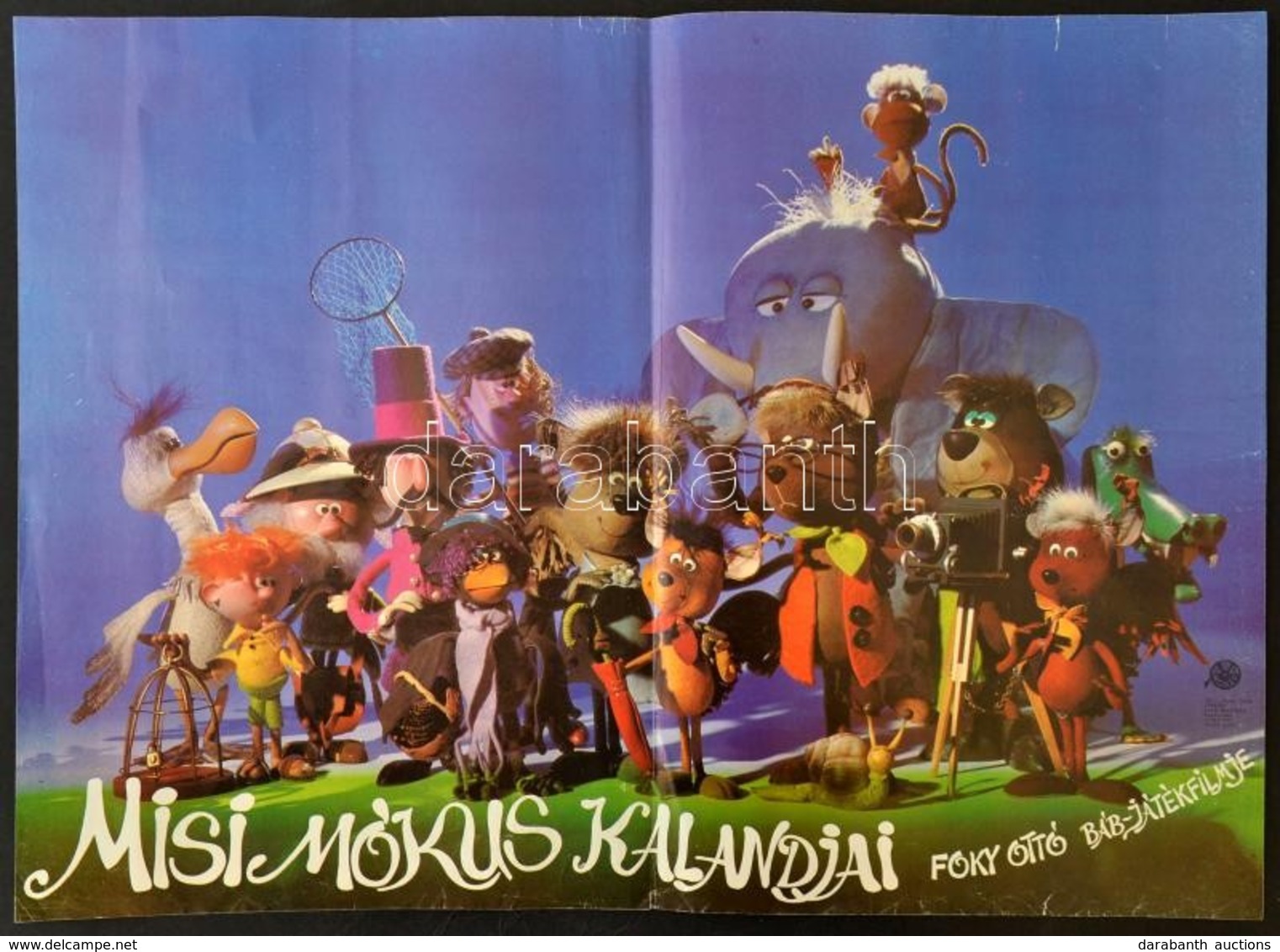 1984 Misi Mókus Kalandjai, Foky Ottó Báb-játékfilmje, Plakát, Szélén Apró Szakadással, 39x53 Cm - Other & Unclassified