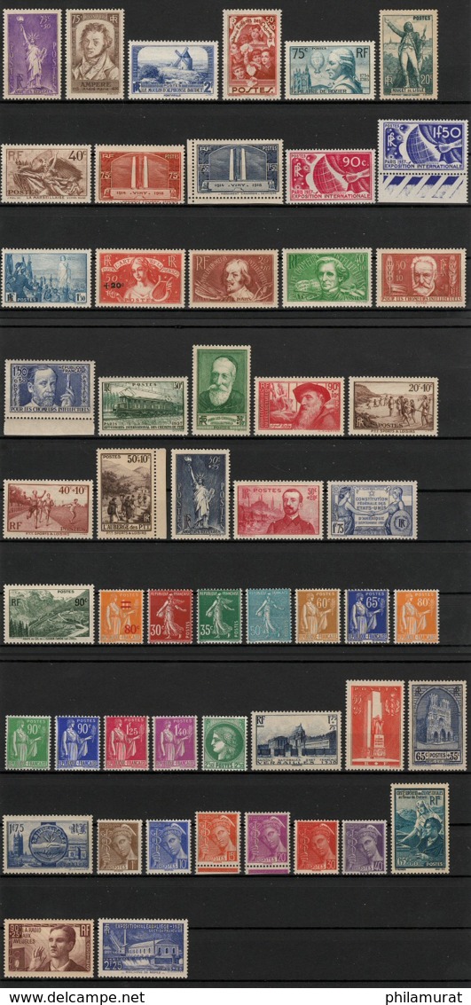 France 1936/1939 Lot Neufs Sans Charnière COTE 718 € - 1er Choix - Collections