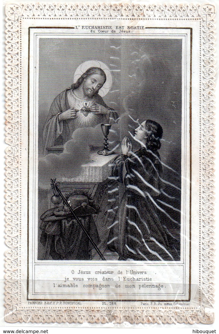 Holly Card N°24, Canivet , Image Pieuse Dentelle "l'Eucharistie Est Sortie Du Coeur De Jésus  " 8.5 X12.5 Cm - Religion &  Esoterik