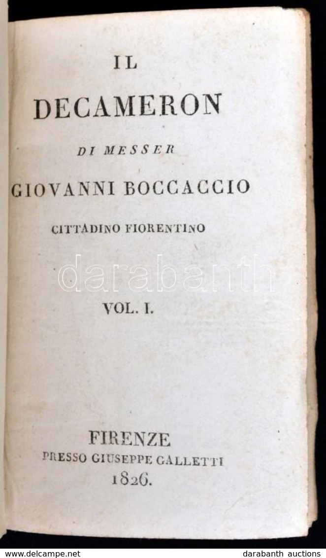 Giovanni Boccaccio: Il Decameron. I-I. Kötet. Firenze, 1826, Giuseppe Galletti, 397+347 P. Olasz Nyelven. Korabeli Arany - Unclassified