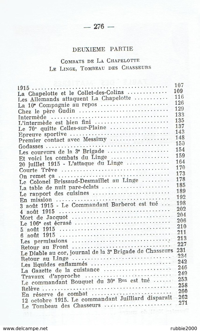 LE LINGE TOMBEAU DES CHASSEURS MEMOIRES D UN CHASSEUR ALPIN PAR FRANCOIS TISSERAND GUERRE 1914 1918 WWI ORBEY HAUT RHIN - Weltkrieg 1914-18