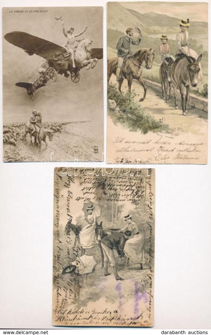 ** * 10 Db RÉGI Lovas Motívumlap, Vegyes Minőség / 10 Pre-1945 Horse Motive Cards, Mixed Quality - Ohne Zuordnung