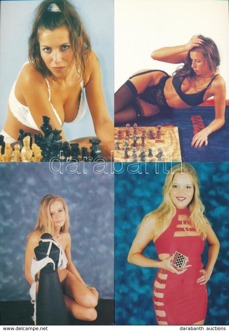 ** 7 Db MODERN Erotikus Sakk Motívumlap, Hátoldalon Levelezési Sakk / 7 Modern Erotic Chess Motive Postcards, Correspond - Ohne Zuordnung