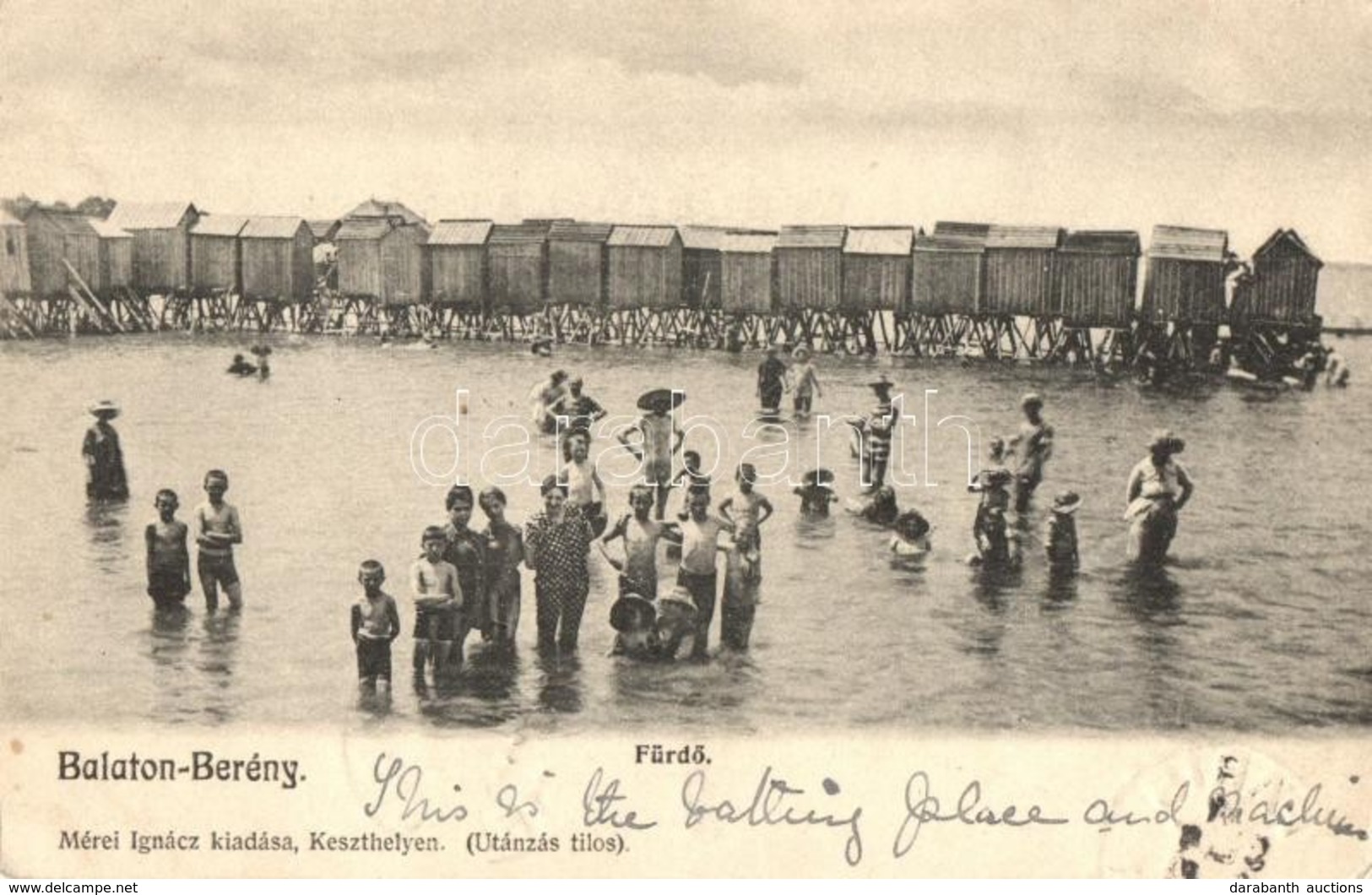 T2 1907 Balatonberény, Fürdő Kabinok és Fürdőzők. Mérei Ignác Kiadása - Ohne Zuordnung