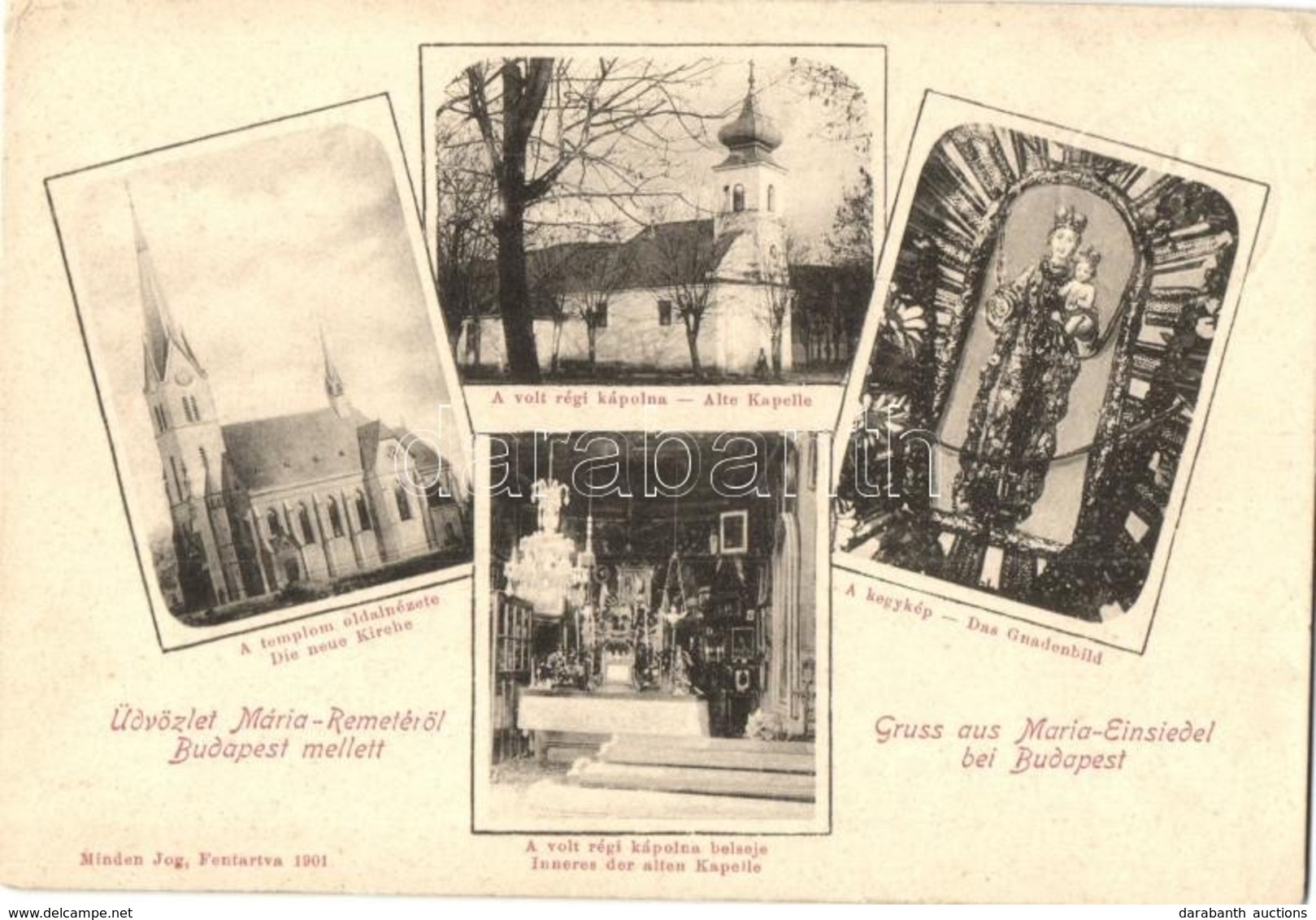 ** T2/T3 1901 Budapest II. Máriaremete, A Volt Régi Kápolna, A Templom Oldalnézete, Kegykép, Kápolna Belső (EK) - Unclassified