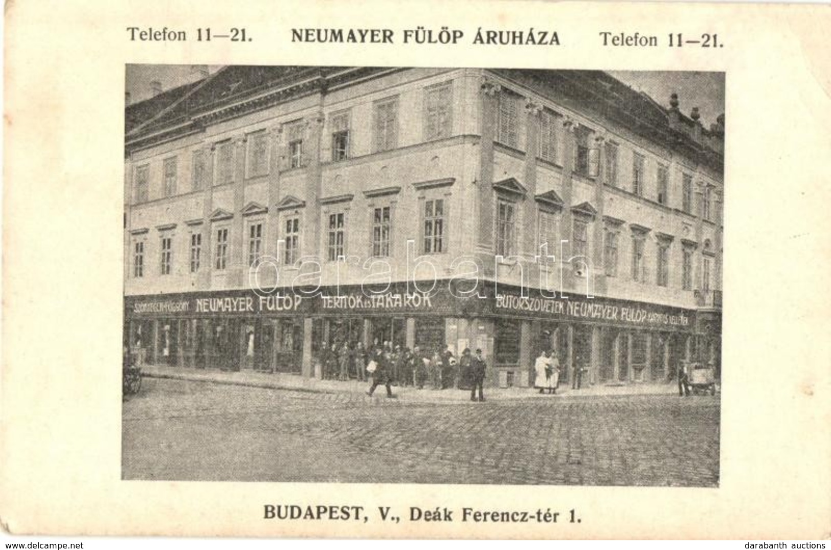 ** T2/T3 Budapest V. Neumayer Fülöp áruháza, Terítők és Takarók, Bútorszövetek. Deák Ferencz Tér 1. (EK) - Unclassified