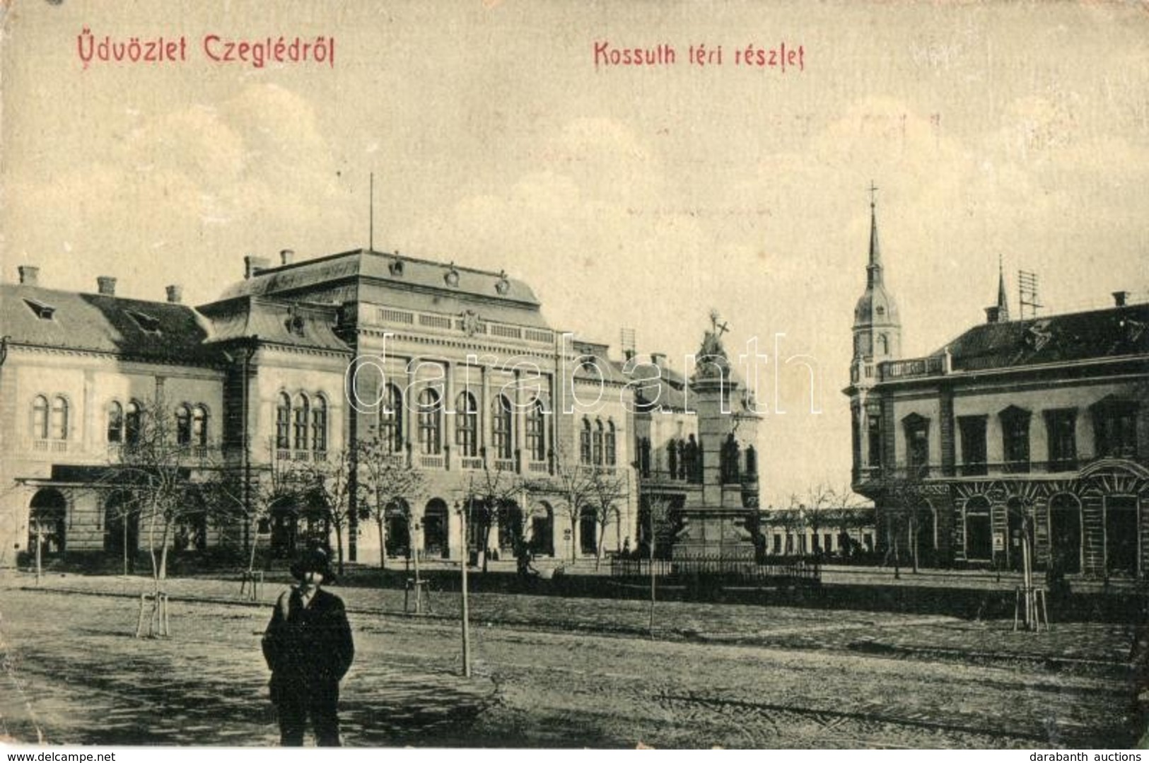 T2/T3 1909 Cegléd, Kossuth Tér, Városháza, üzlet, Szentháromság Szobor. W. L. Bp. 47. - Ohne Zuordnung