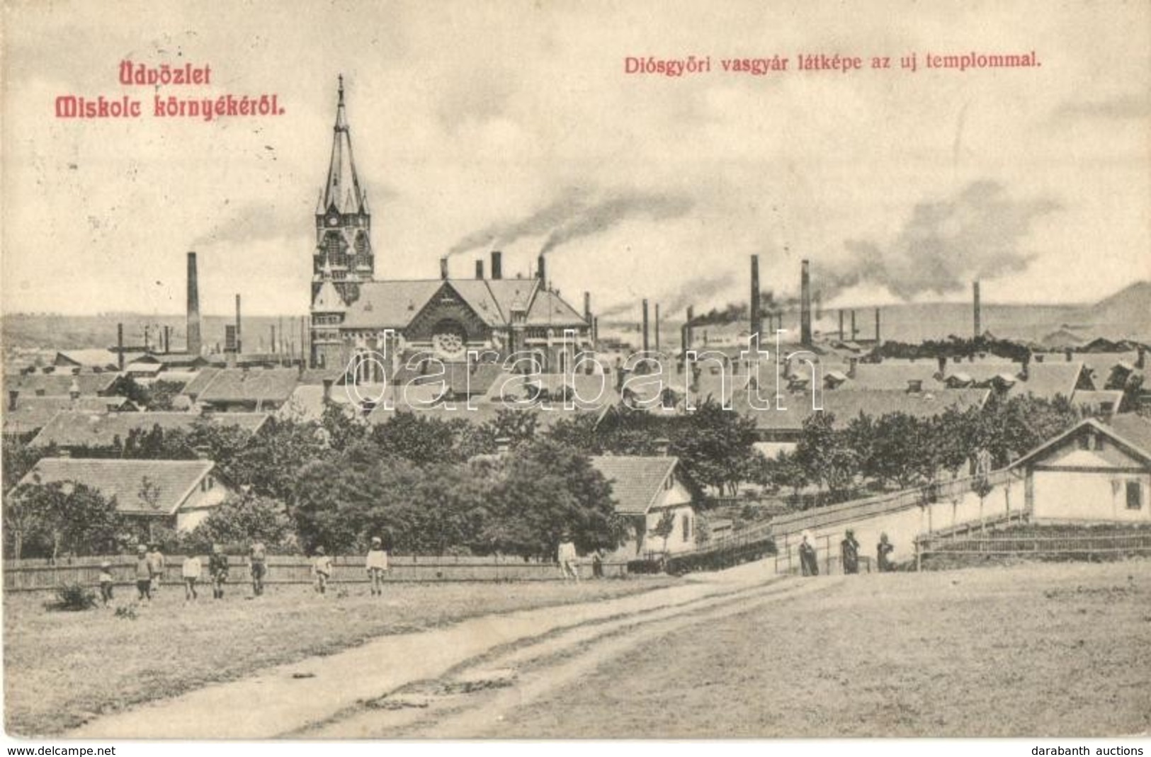 T2 1909 Diósgyőr (Miskolc), Vasgyár Látképe Az új Templommal - Ohne Zuordnung