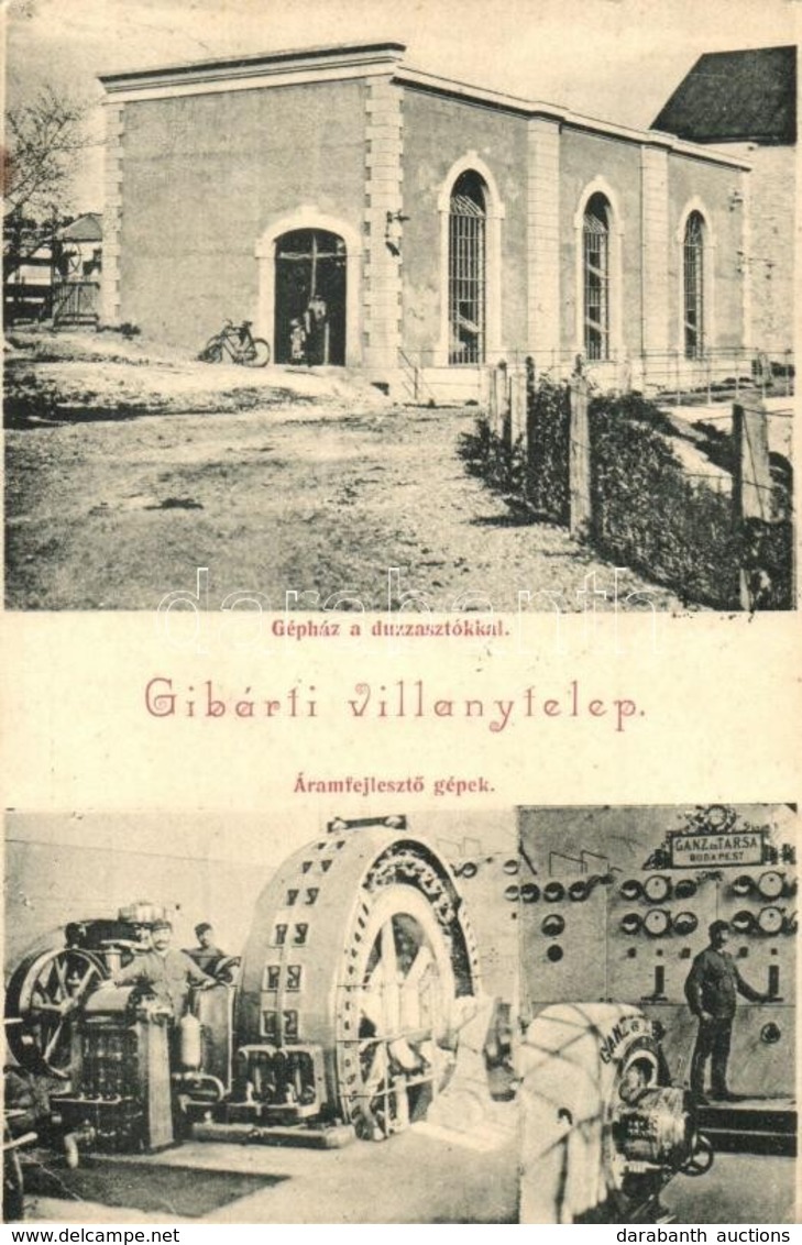 * T2/T3 1909 Gibárt, Ganz és Társa Gibárti Villanytelep, Gépház A Duzzasztókkal, Áramfejlesztő Gépek, Belső Munkásokkal, - Unclassified