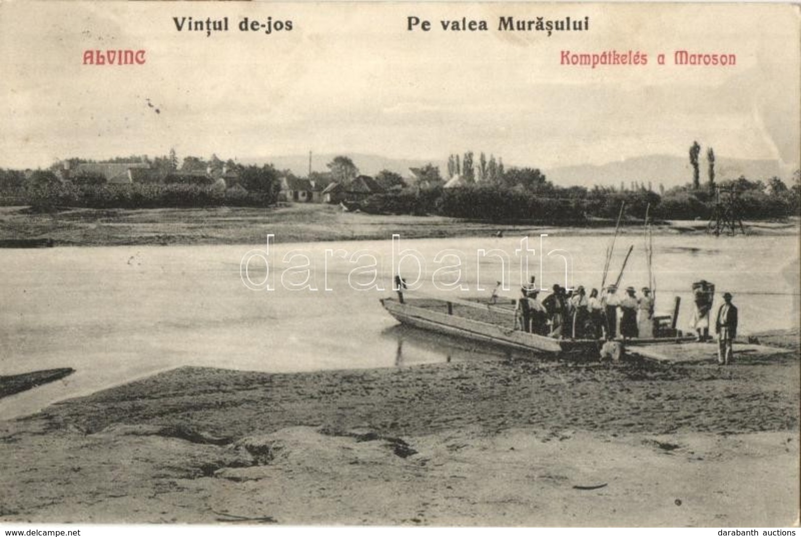T2/T3 Alvinc, Vintu De Jos; Pe Valea Murasului / Kompátkelés A Maroson / Ferry Crossing The Mures River (EK) - Unclassified