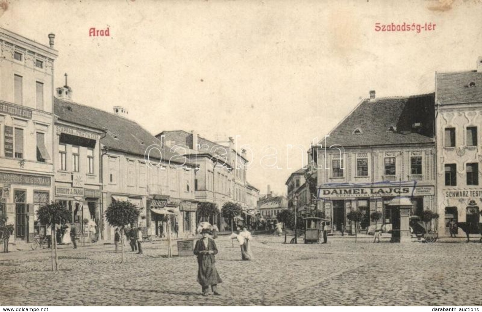 T3 1908 Arad, Szabadság Tér, Schwartz Testvérek üzlete, Dáimel Lajos Kereskedése A Fekete Kutyához, Szappan és Gyertyagy - Ohne Zuordnung